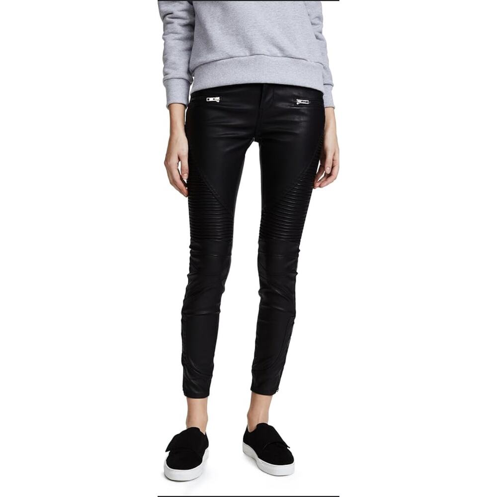 NWT BlankNYC Silent Vegan Leather Denim Moto Pants - Picture 2 of 16